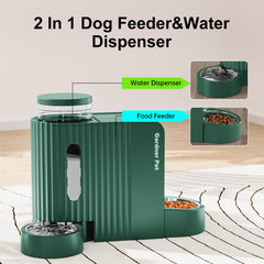 Gardner Pet water dispenser side view with built in filtration for clean sips.