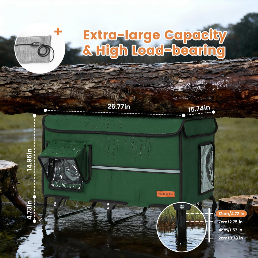 Gardner Pet X-Large Cat House folded setup demonstrates tool-free portability for quick placement