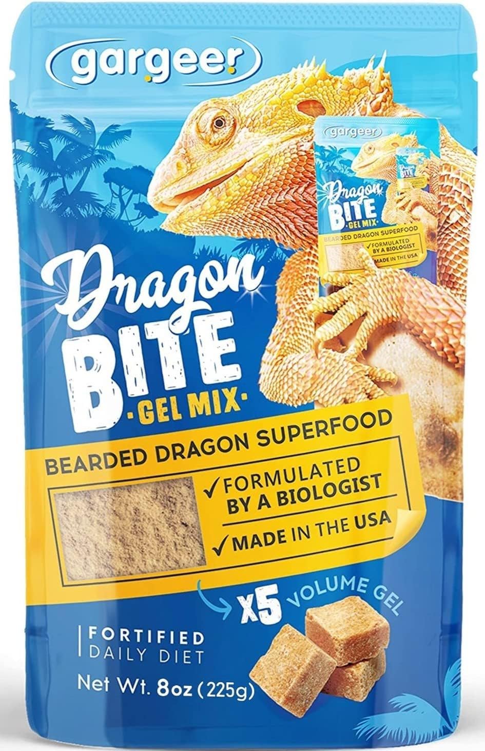 Gargeer 8oz Bearded Dragon Food jar front for easy storage and use