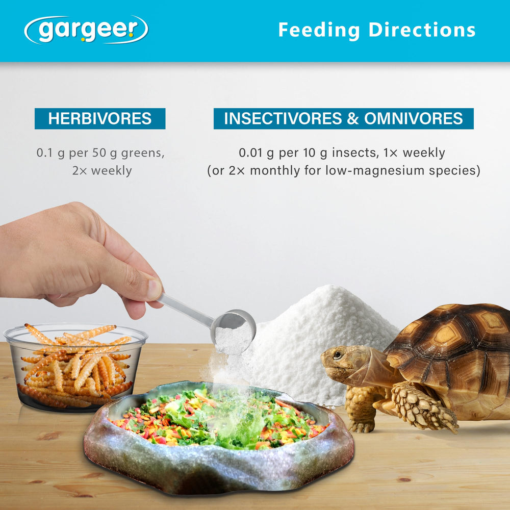 Gargeer Complete Mineral Reptile Supplement made in USA emphasizes quality ingredients.