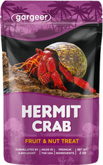 Gargeer Hermit Crab Fruit & Nut Treat packaging highlights premium ingredients for daily nibbling