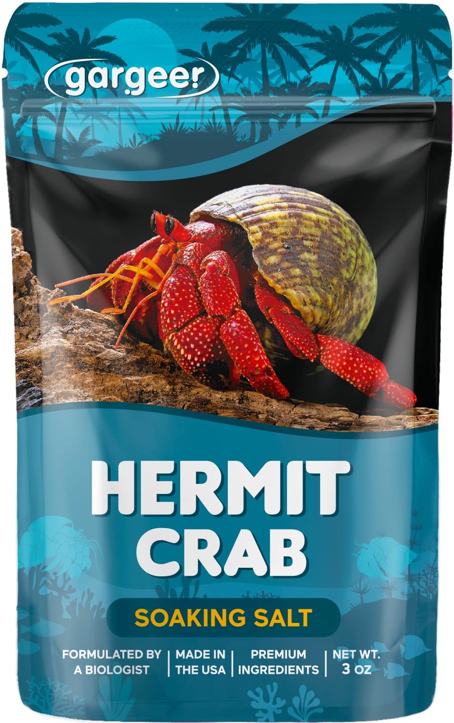Gargeer Hermit Crab mineral salt bottle for shell support.