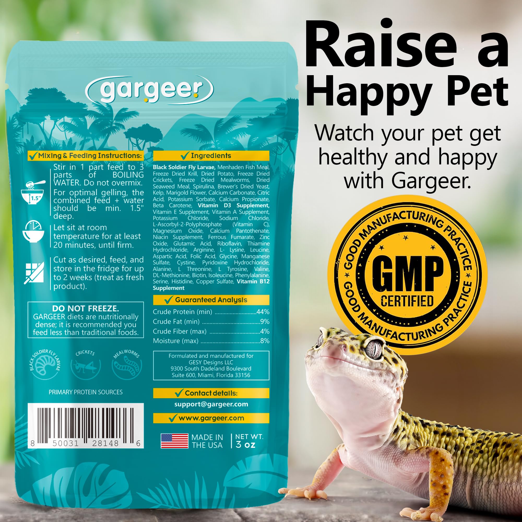 Gargeer Leopard Gecko Gel Diet mixed with hot water to form a convenient gel.