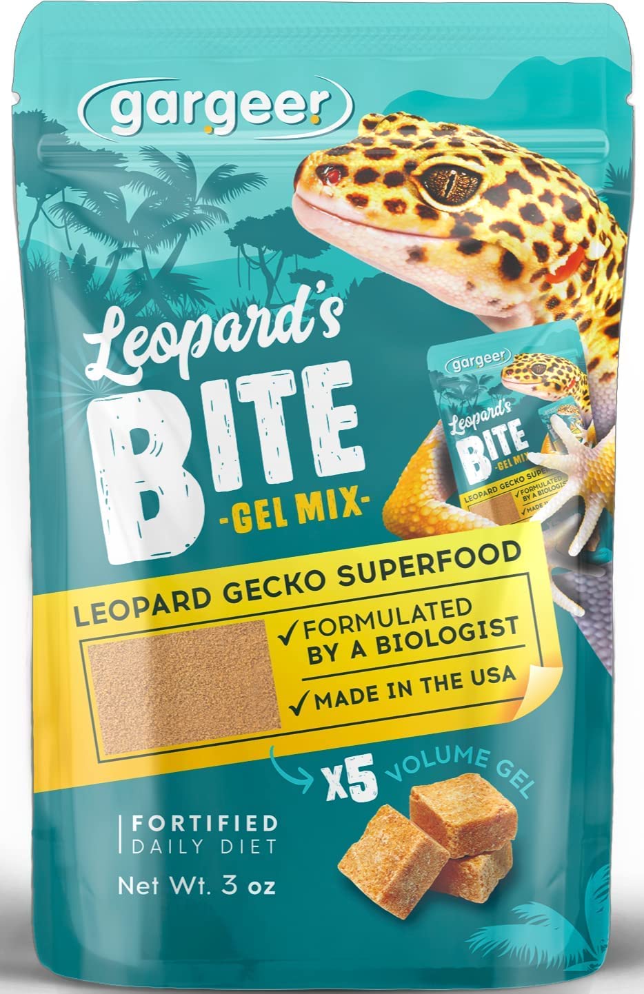 Gargeer Leopard Gecko Gel Diet powder ready to mix for quick feeding.