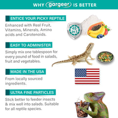 Gargeer multi-vitamin with fruit powder close-up emphasizes micronutrients and easy dosing.
