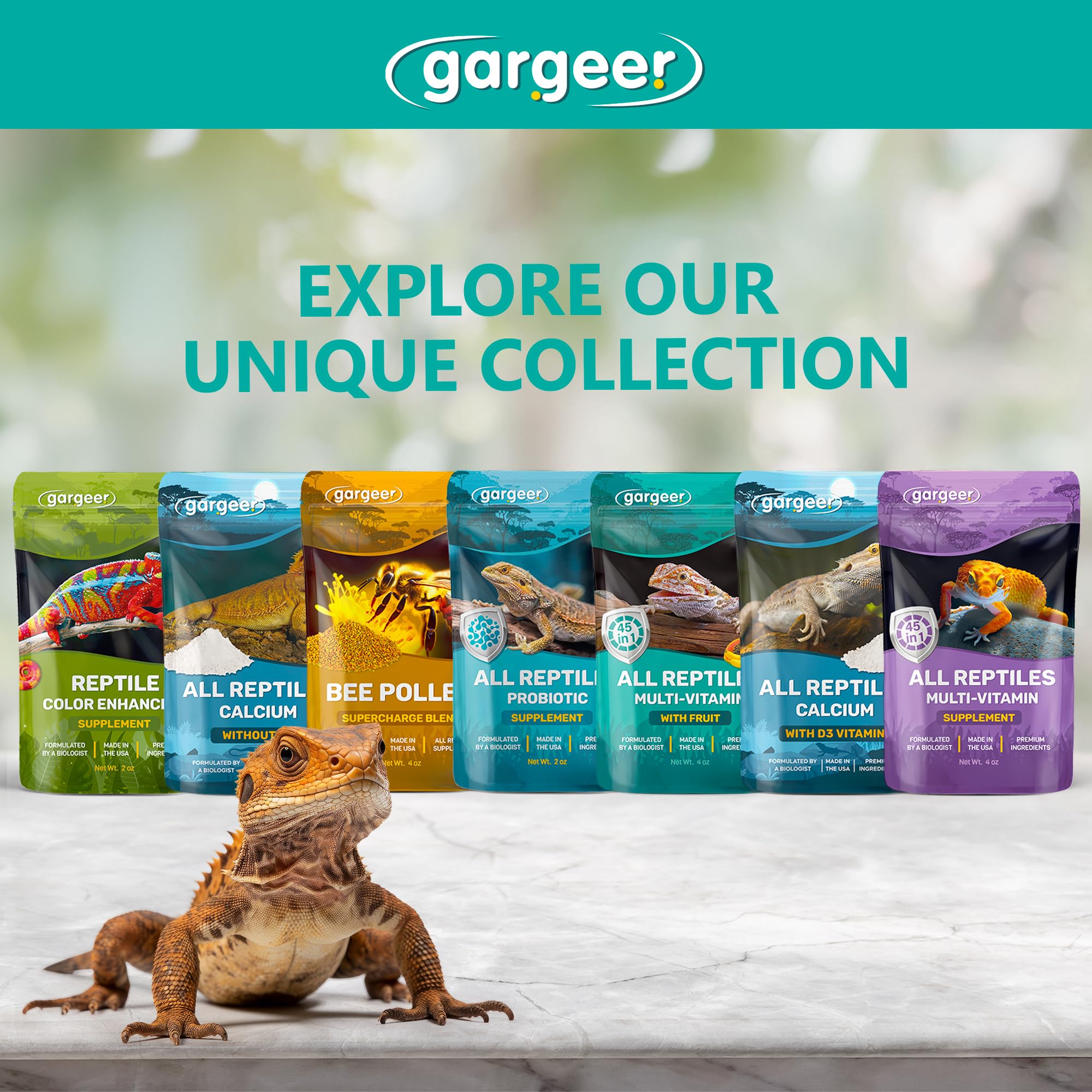 Gargeer multi-vitamin with fruit serving shows reptile care during feeding.