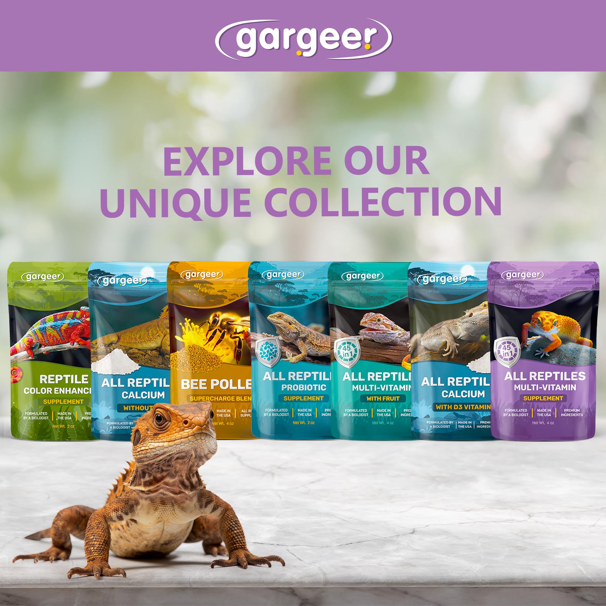 Gargeer reptile multi-vitamin powder USA-made quality for trusted supplementation