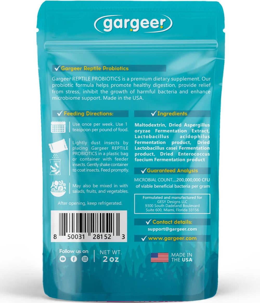 Gargeer Reptile Probiotics scoop ensures precise daily dosing.