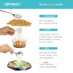 Gargeer Reptile Probiotics ultrafine powder blends into meals.