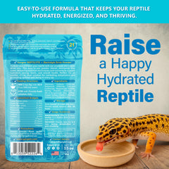 Gargeer ReptiLyte packaging beside a glass bottle highlights easy daily serving.