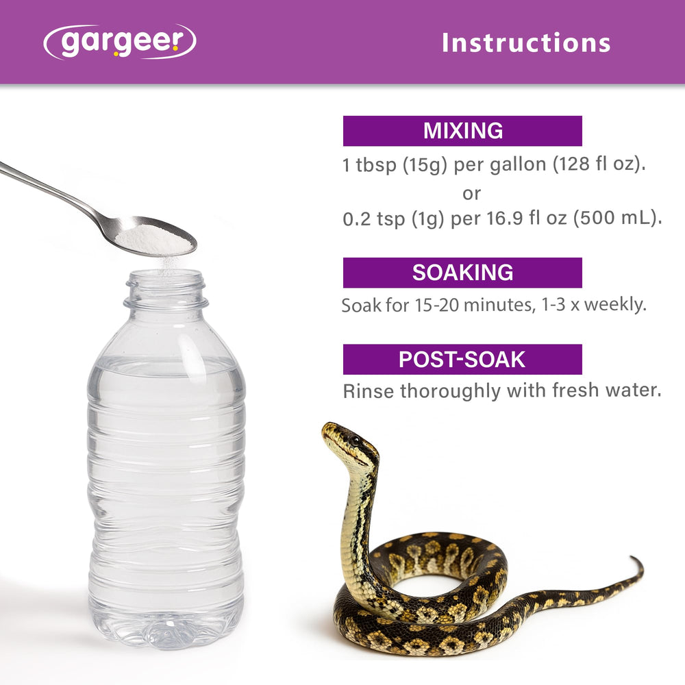 Gargeer ReptiShed simple 15–20 minute soak for reptile care.