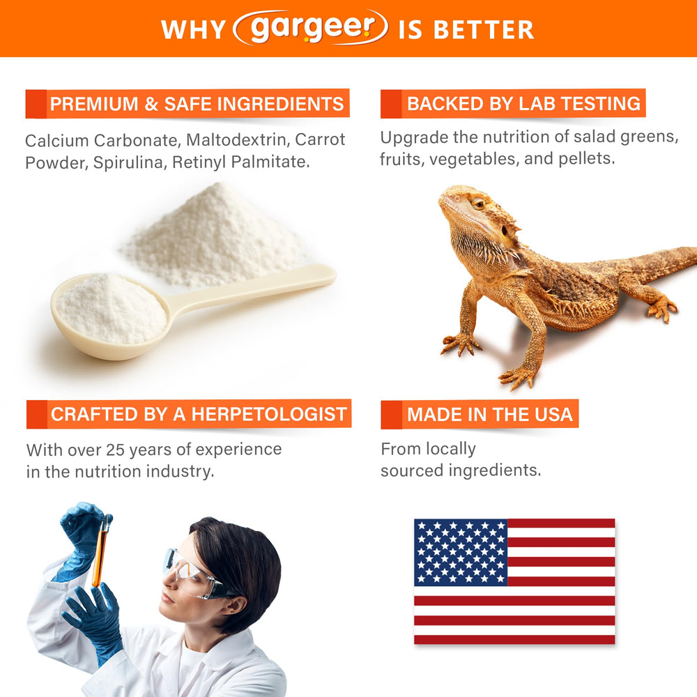 Gargeer Vitamin A Plus carrot powder swirl in the mix supports skin health.
