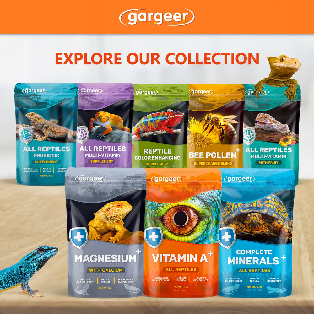 Gargeer Vitamin A Plus easily mixes into salads, insects, or pellets.