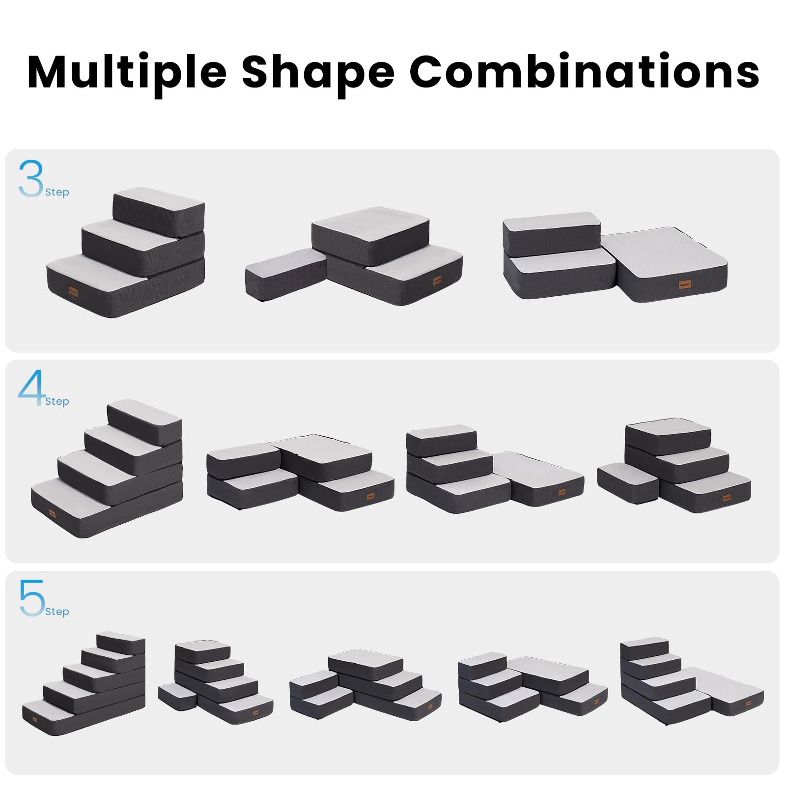 Garnpet 4-Step adjustable dog stairs stackable modular design for multi-pet homes.