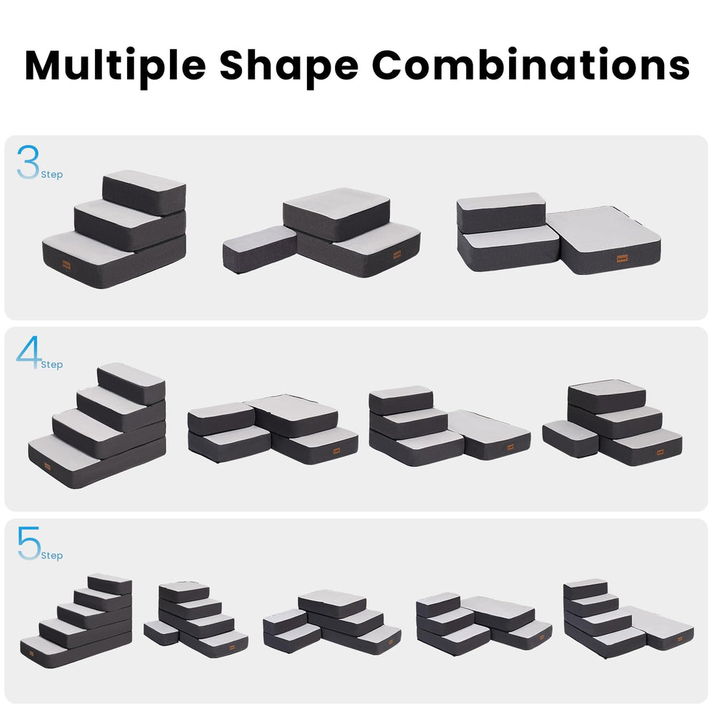 Garnpet 4-Step adjustable dog stairs stackable modular design for multi-pet homes.
