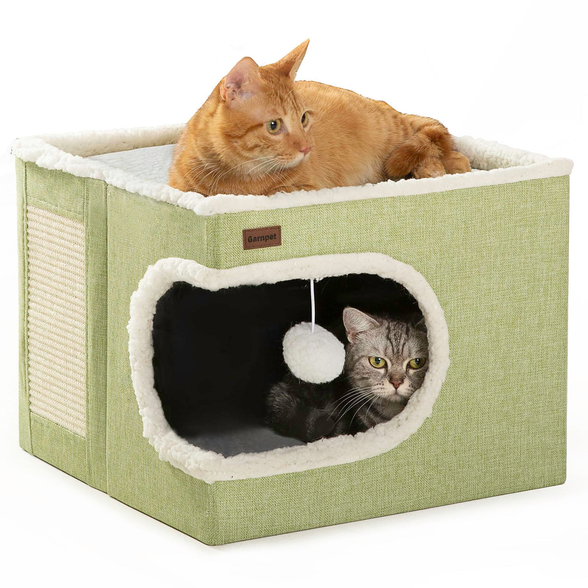 Garnpet cat bed cube house green with cozy cave design for indoor cats.