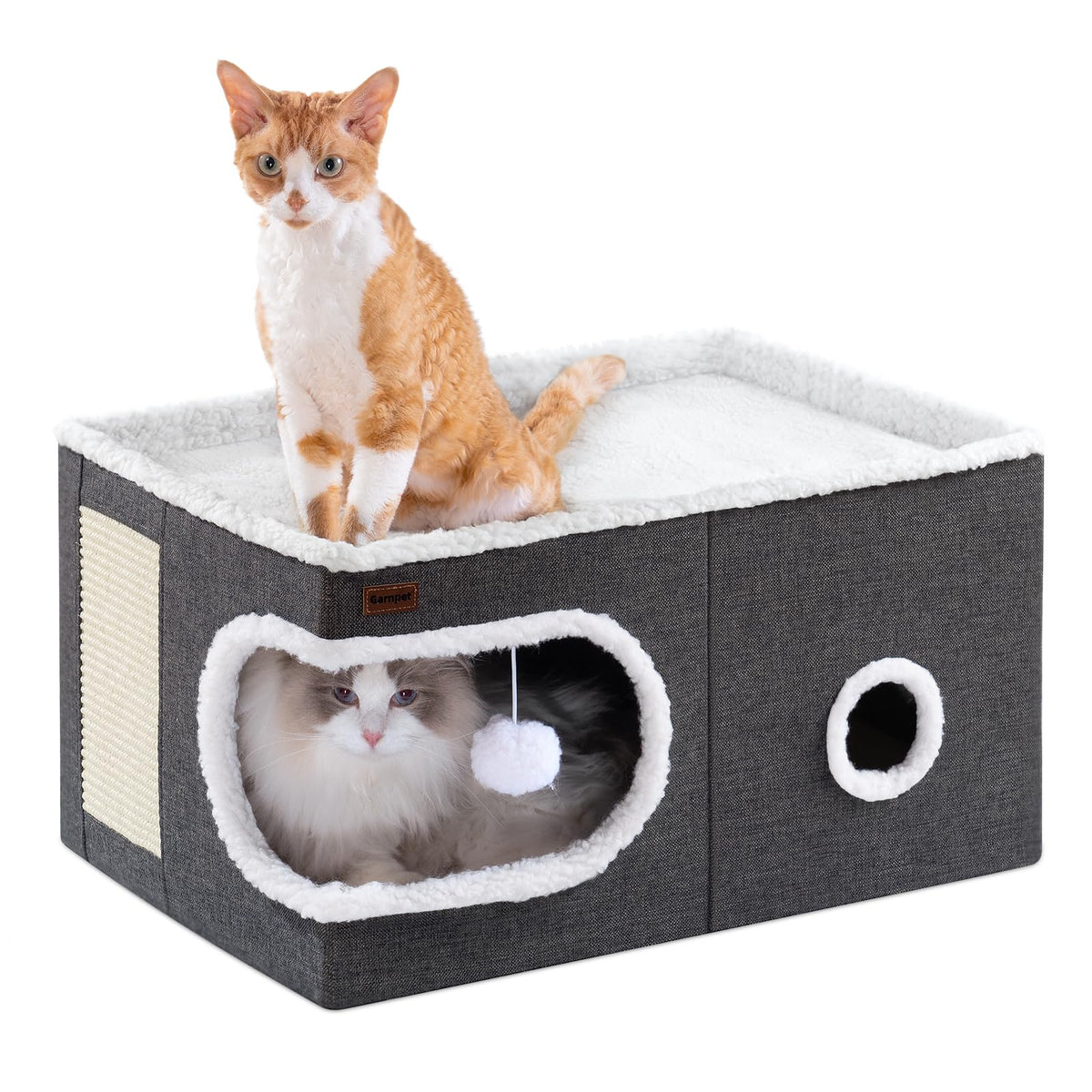 Garnpet cube cat bed with a secure hideaway for indoor cats