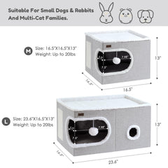 Garnpet cat bed with hanging plush ball for interactive play.