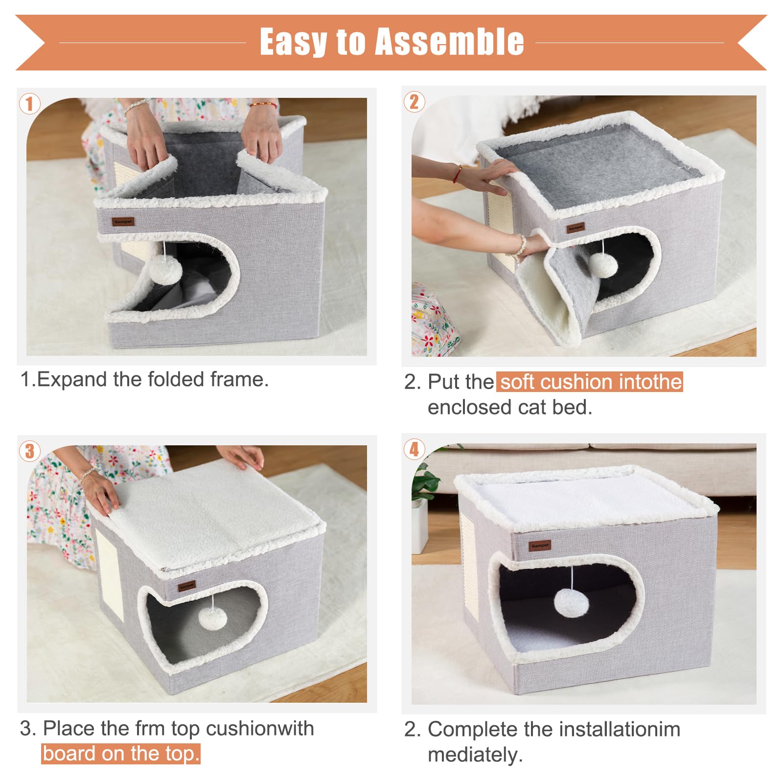 Garnpet cat bed includes interactive features to keep cats engaged