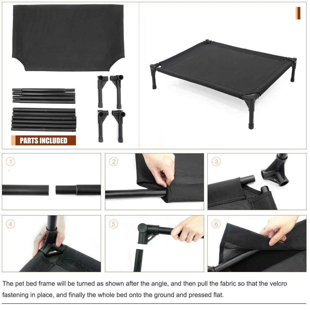 Garnpet bed with sturdy powder-coated steel frame provides reliable support