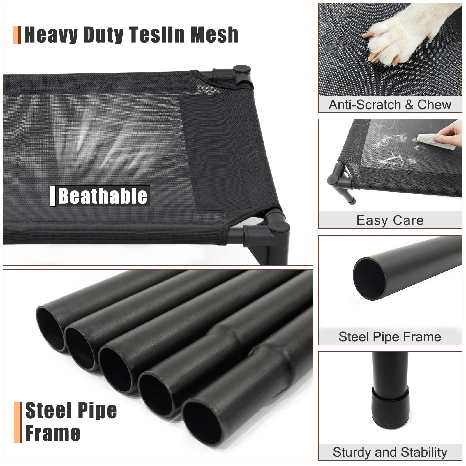 Garnpet XL elevated dog bed steel frame demonstrates durable support and stability