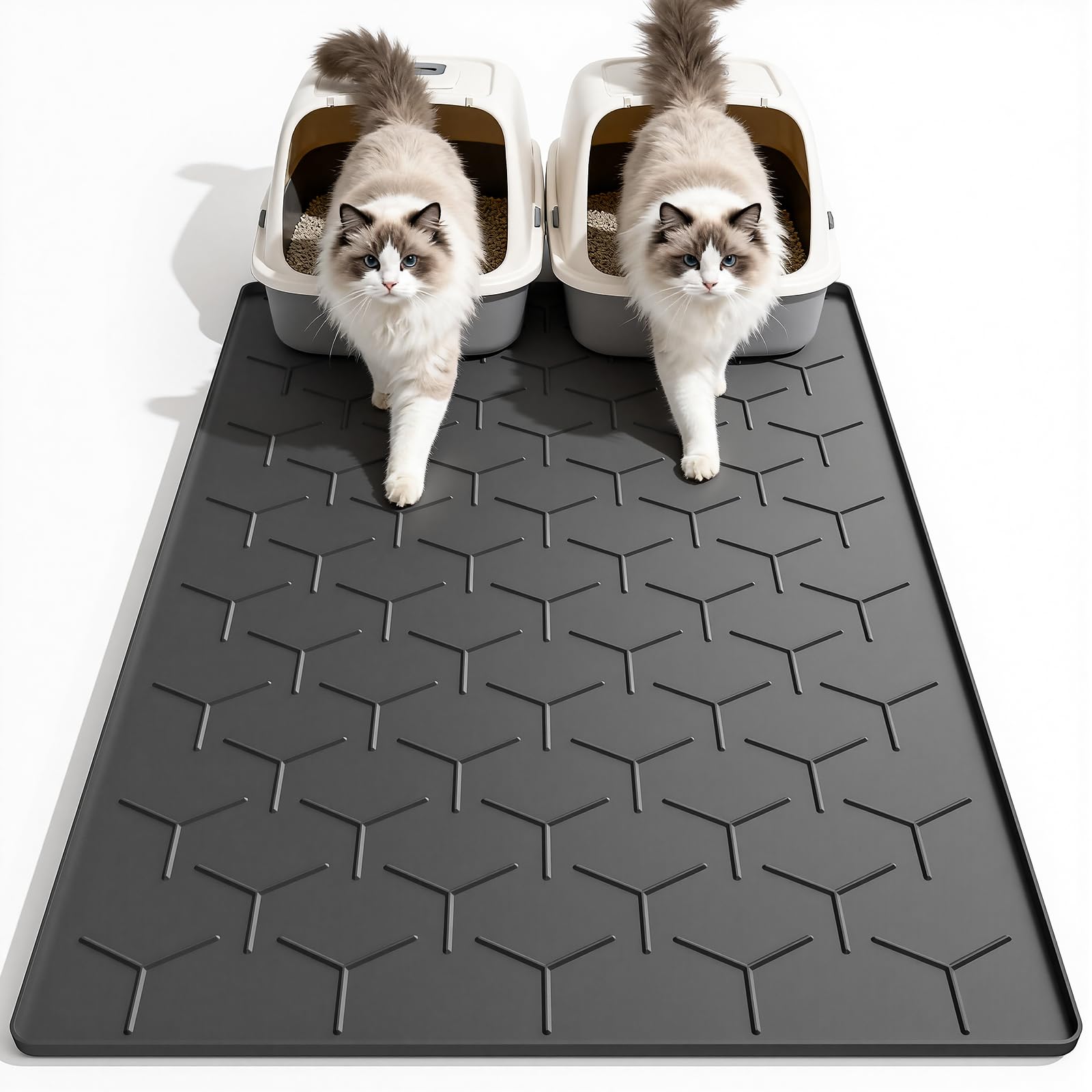Garoopion cat litter mat 40x28 inches traps litter and protects floors