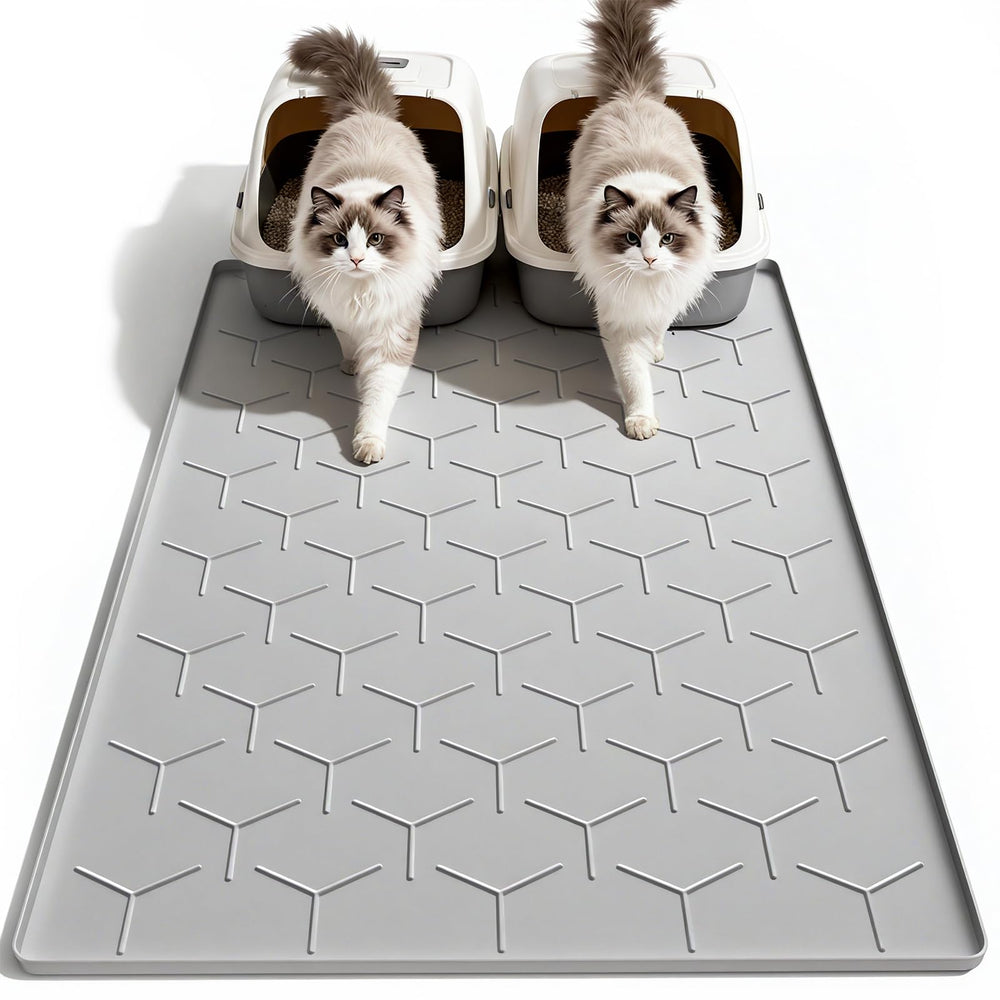 Garoopion large 40in by 28in cat litter mat traps litter and reduces tracking.
