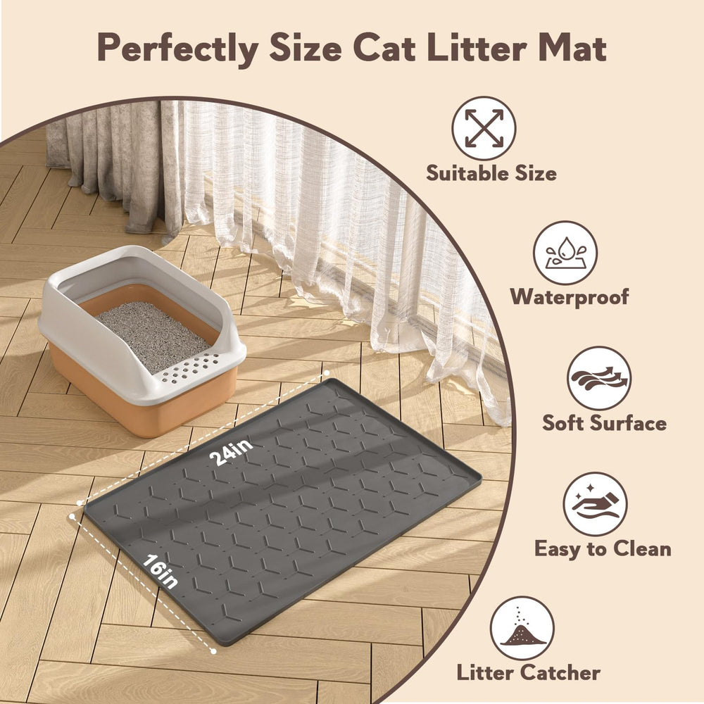 Garoopion cat litter mat is easy to clean with quick rinses or vacuuming