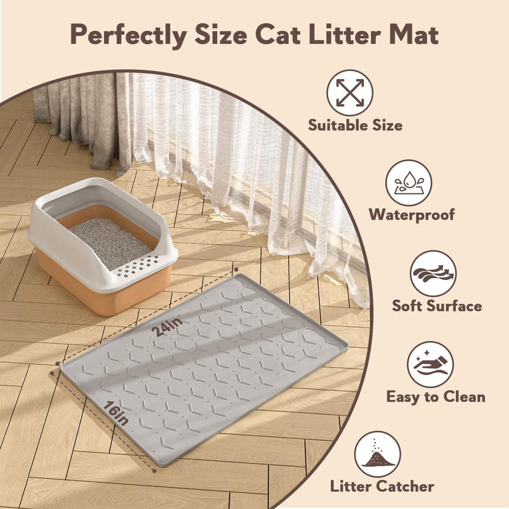 Garoopion easy-clean mat can be vacuumed, swept, or rinsed.