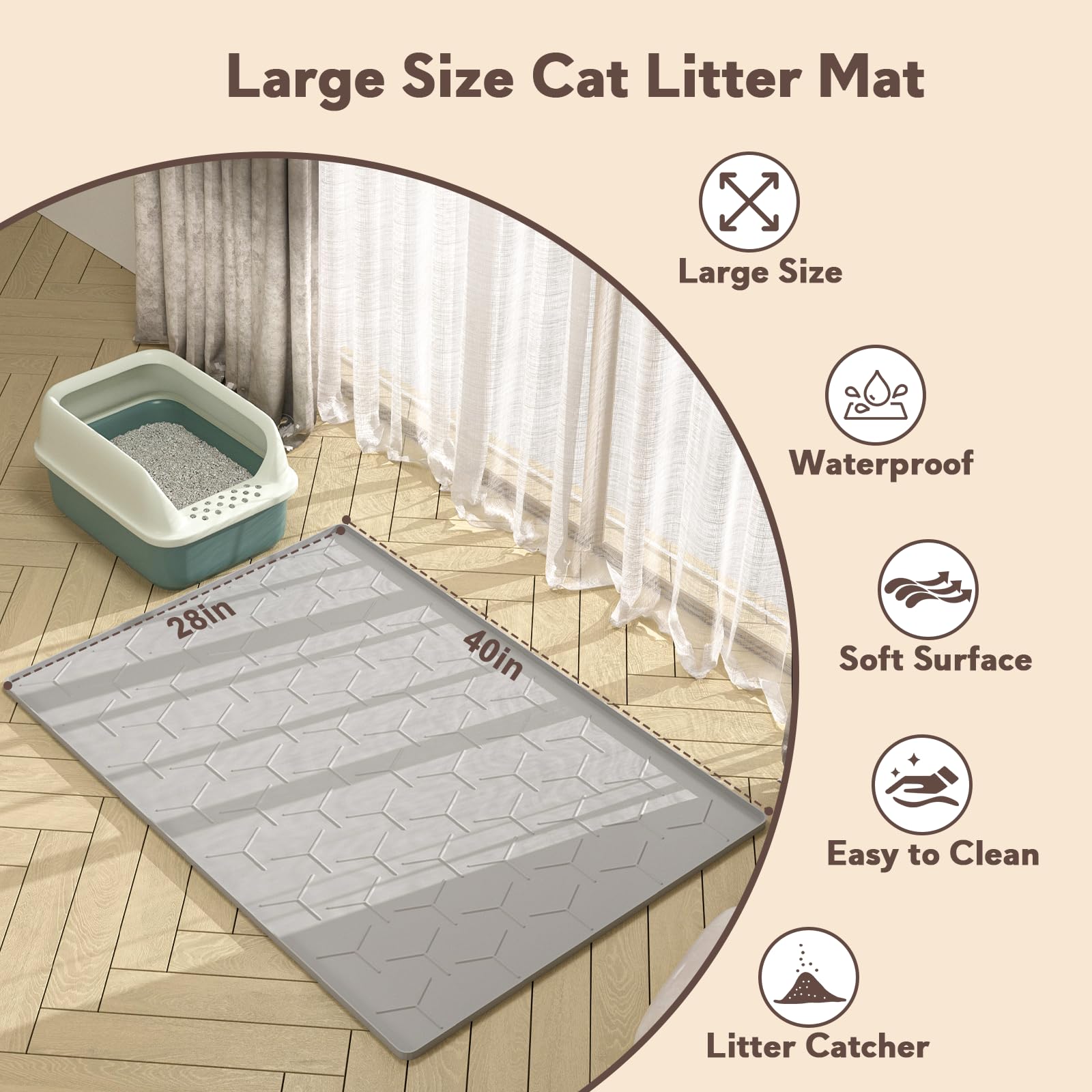 Garoopion multifunctional litter mat serves as a feeding or resting surface.