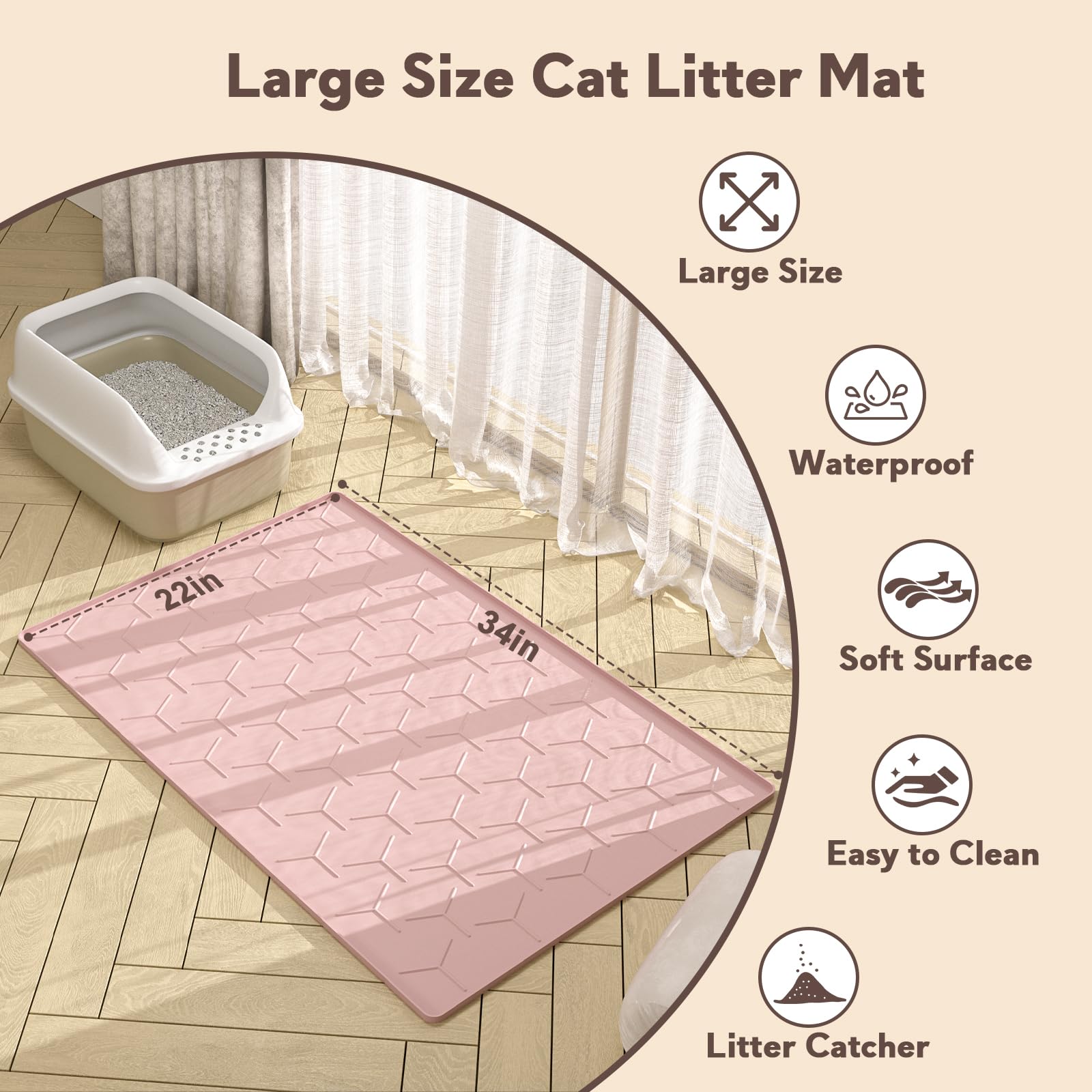Garoopion mat 34x22 provides a paw friendly surface for cats