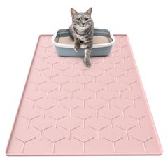 Garoopion pink 34x22 silicone cat litter mat traps litter and protects floors