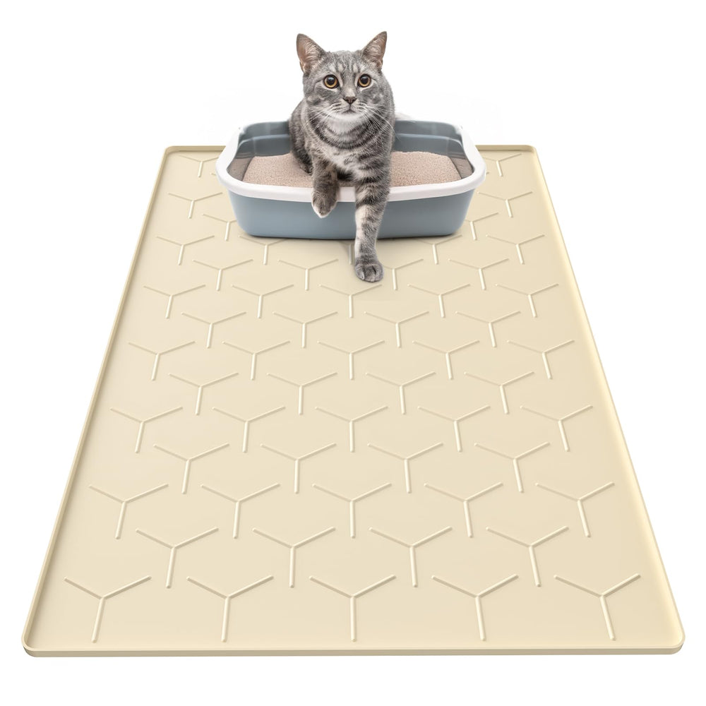 Garoopion silicone cat litter mat 34x22 traps litter and protects floors