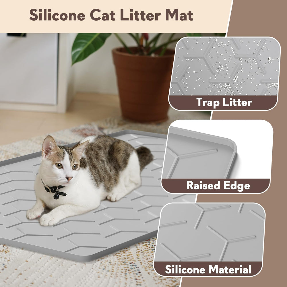 Garoopion silicone litter mat with paw-friendly surface for comfortable cat steps.