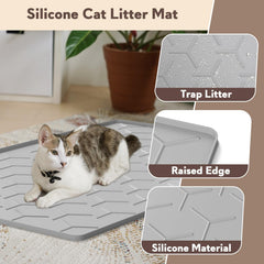 Garoopion silicone litter mat with paw-friendly surface for comfortable cat steps.