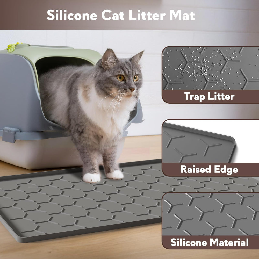 Garoopion silicone litter mat with raised edges prevents leaks