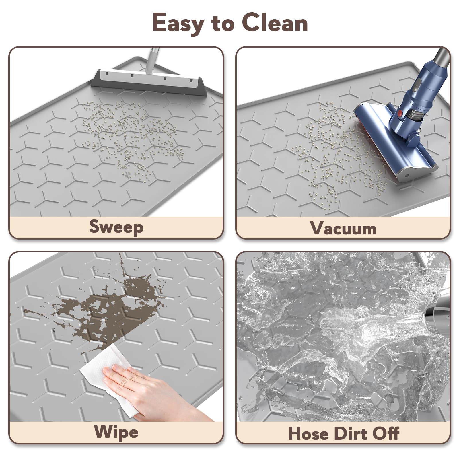 Garoopion waterproof litter mat protects floors from spills and leaks.