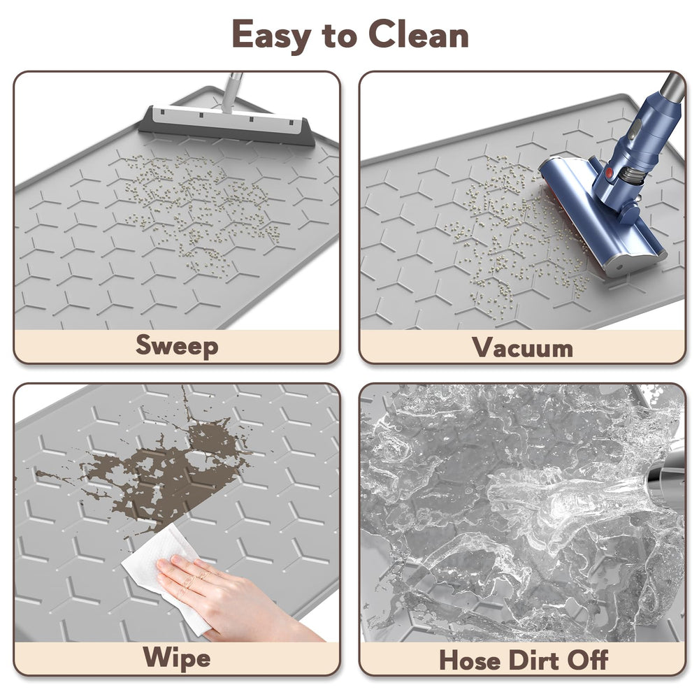 Garoopion waterproof litter mat protects floors from spills and leaks.
