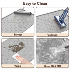 Garoopion waterproof litter mat protects floors from spills and leaks.