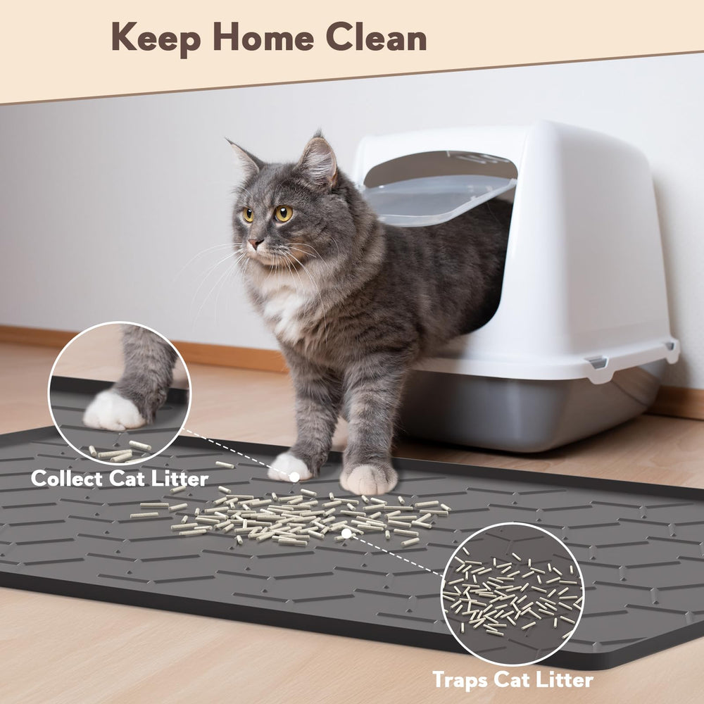 Garoopion waterproof litter mat with raised edges keeps moisture off floors