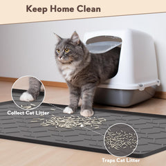 Garoopion waterproof litter mat with raised edges keeps moisture off floors