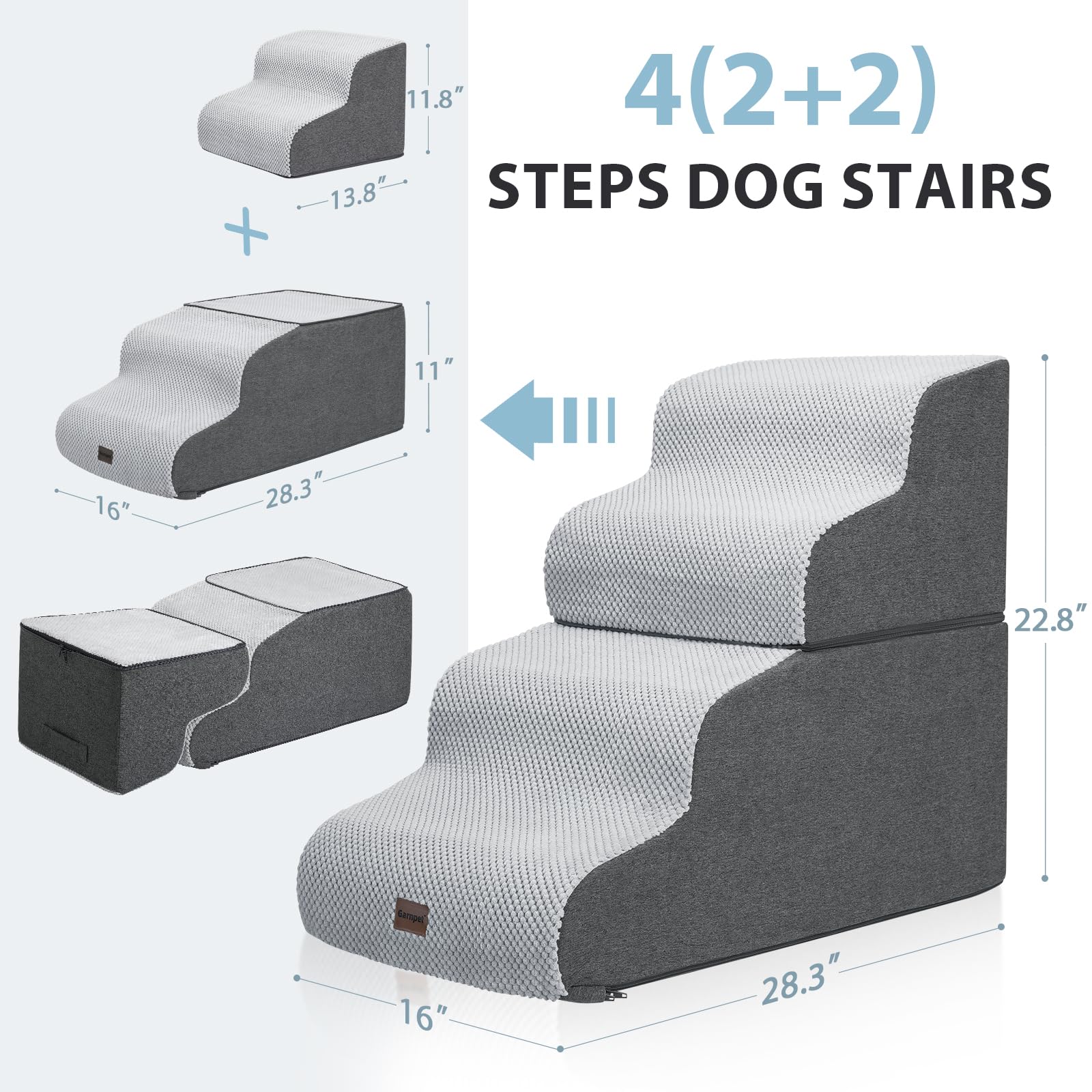Garpet dog stairs extra height and width support larger paws