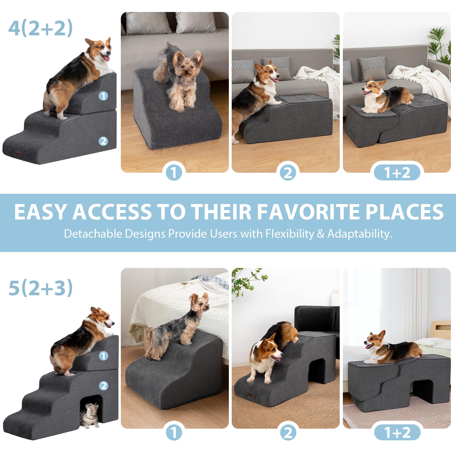 Garpet dog stairs non-slip surface helps pets climb confidently on furniture