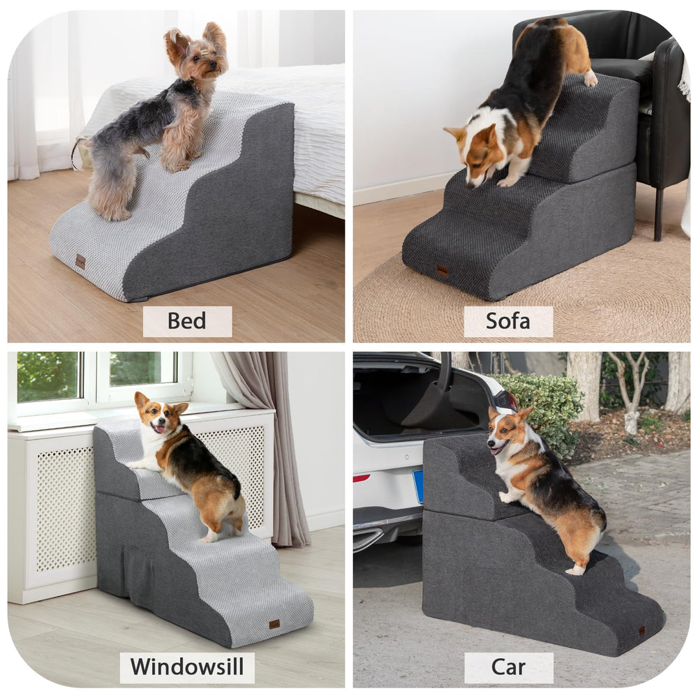 Garpet dog stairs removable fleece cover is washable for easy cleaning