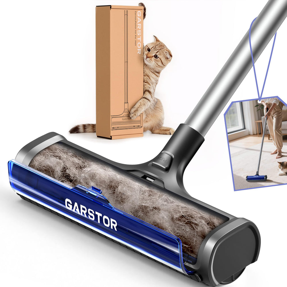 Garstor carpet hair remover roller capturing embedded pet hair efficiently.