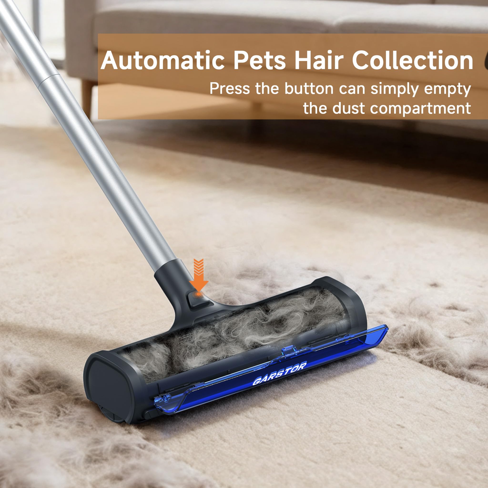 Garstor large dustbin for 80 percent more hair per pass during cleaning.