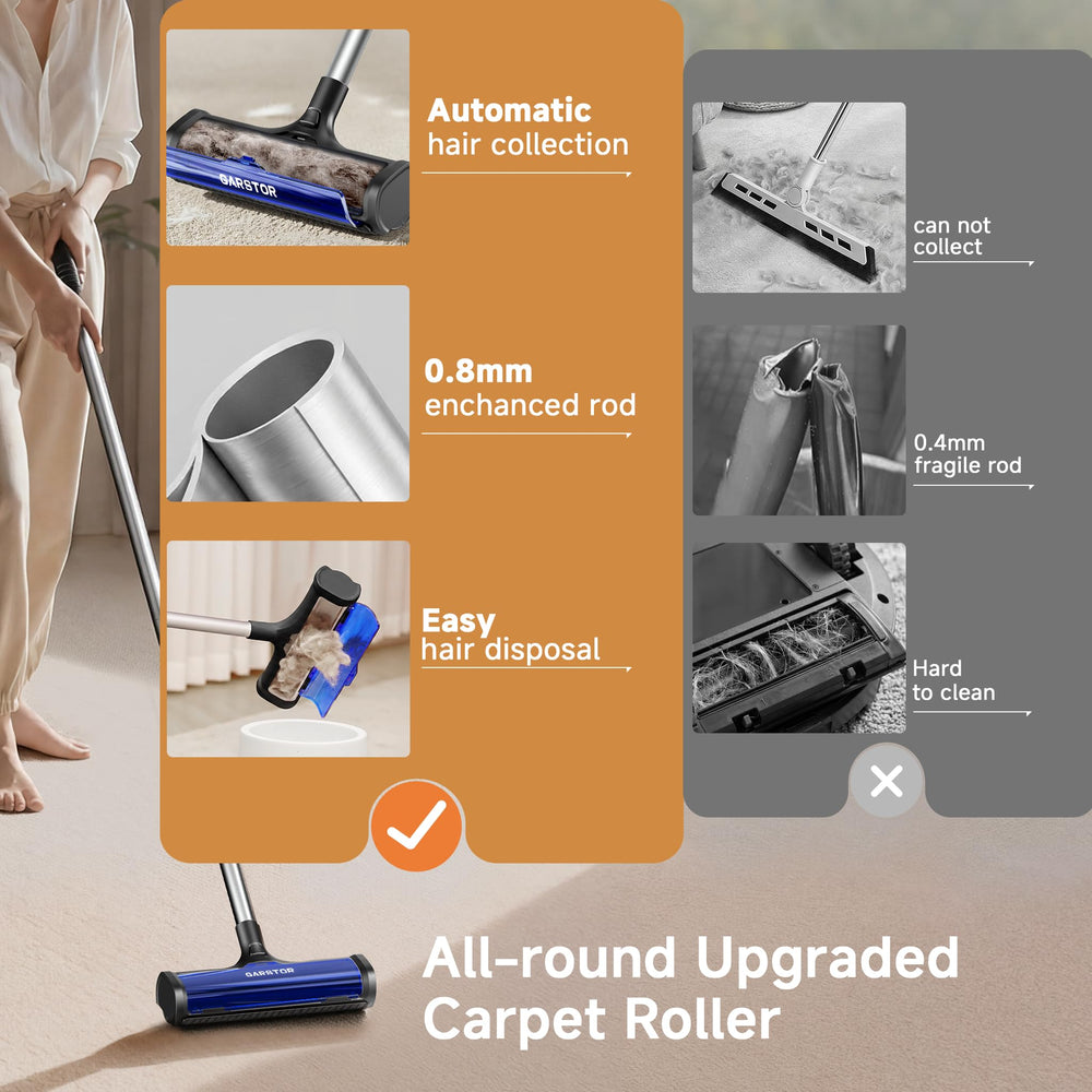Garstor versatile tool for carpets, rugs, couches, and fabrics.