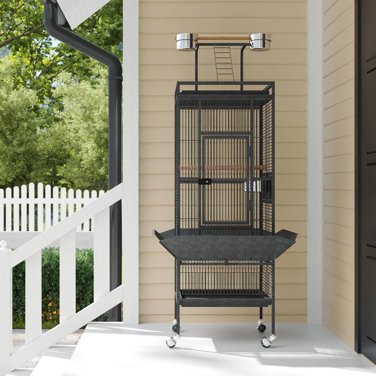 Garvee 61in large bird cage with spacious interior for parrots.