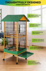 Garvee cage with 360-degree wheels for easy mobility and stable positioning.