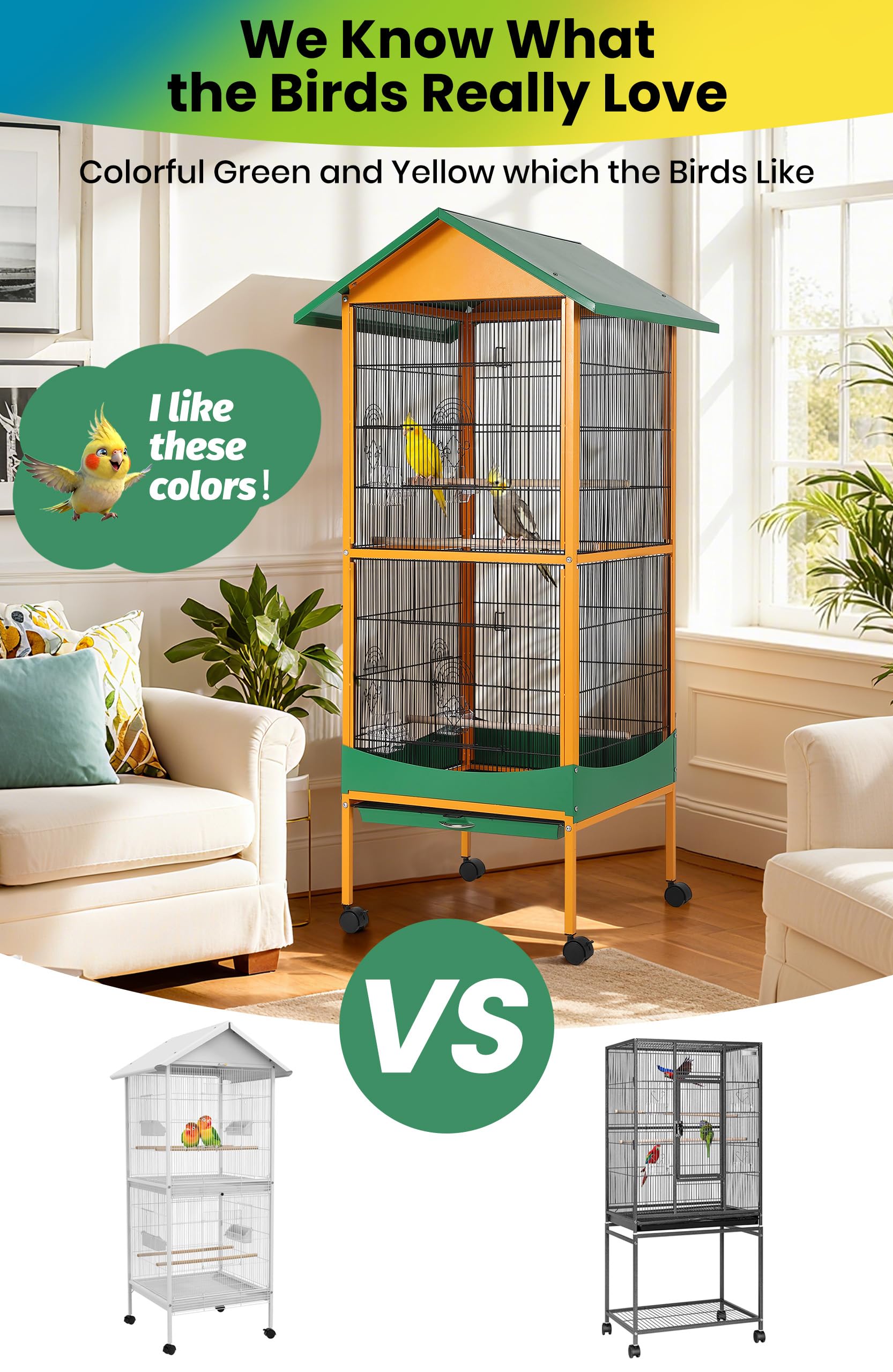 Two large doors and four small doors on Garvee cage for convenient access.